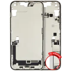 Mid-Frame Housing  W/ Charging Port Flex & Small Parts  For iPhone 14 Plus (US Version) (Used OEM Pull: Grade B) (Starlight)