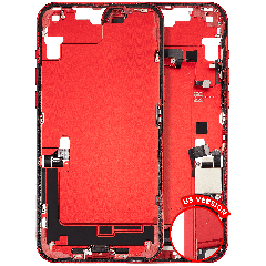 Mid-Frame Housing  W/ Charging Port Flex & Small Parts  For iPhone 14 Plus (US Version) (Used OEM Pull: Grade B) (Red)