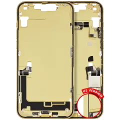 Mid-Frame Housing  W/ Charging Port Flex & Small Parts  For iPhone 14 Plus (US Version) (Used OEM Pull: Grade B) (Yellow)