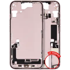 Mid-Frame Housing W/ Charging Port Flex & Small Parts For iPhone 15 (US Version) (Used OEM Pull: Grade B) (Pink)