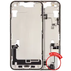 Mid-Frame Housing  W/ Charging Port Flex & Small Parts  For iPhone 14 (US Version) (Used OEM Pull: Grade C) (Starlight)