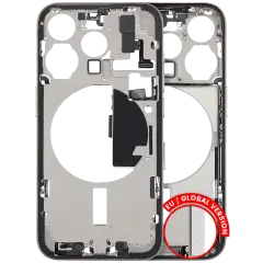 Mid-Frame Housing  W/ Charging Port Flex & Small Parts  For iPhone 15 Pro (EU / Global Version) (Used OEM Pull: Grade C) (White Titanium)