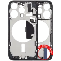Mid-Frame Housing  W/ Charging Port Flex & Small Parts  For iPhone 15 Pro (EU / Global Version) (Used OEM Pull: Grade B) (Blue Titanium)