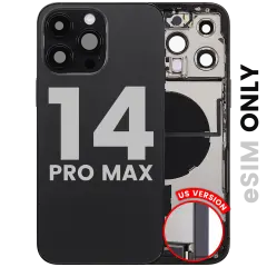 Back Housing W/ Charging Port Flex & Small Parts  For iPhone 14 Pro Max (US Version) (Used OEM Pull: Grade C) (Space Black)