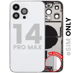 Back Housing W/ Charging Port Flex & Small Parts  For iPhone 14 Pro Max (US Version) (Used OEM Pull: Grade B) (Silver)