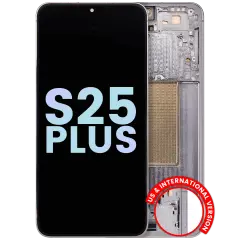 OLED Assembly With Frame For Samsung Galaxy S25 Plus 5G (US & International Version) (Service Pack) (Silver Shadow)