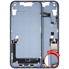 Mid-Frame Housing  W/ Charging Port Flex & Small Parts  For iPhone 14 Plus (US Version) (Used OEM Pull: Grade A) (Blue)