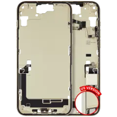 Mid-Frame Housing  W/ Charging Port Flex & Small Parts  For iPhone 15 Plus (US Version) (Used OEM Pull: Grade A) (Yellow)