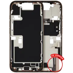 Mid-Frame Housing  W/ Charging Port Flex & Small Parts  For iPhone 16 Pro (US Version) (Used OEM Pull: Grade C) (Desert Titanium)
