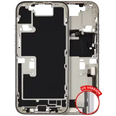 Mid-Frame Housing  W/ Charging Port Flex & Small Parts  For iPhone 16 Pro (US Version) (Used OEM Pull: Grade B) (White Titanium)