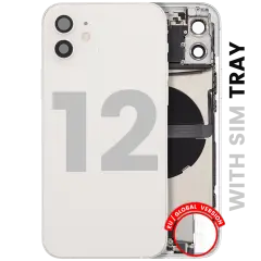 Back Housing W/ Charging Port Flex & Small Parts  For iPhone 12 (EU / Global Version) (Used OEM Pull: Grade B) (White)