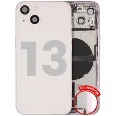 Back Housing W/ Charging Port Flex & Small Parts  For iPhone 13 (US Version) (Used OEM Pull: Grade C) (Pink)
