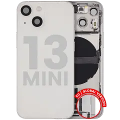 Back Housing W/ Charging Port Flex & Small Parts  For iPhone 13 Mini (EU / Global Version) (Used OEM Pull: Grade A) (Starlight)