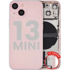 Back Housing W/ Charging Port Flex & Small Parts  For iPhone 13 Mini (US Version) (Used OEM Pull: Grade C) (Pink)