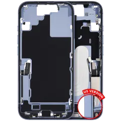 Mid-Frame Housing W/ Charging Port Flex & Small Parts  For iPhone 17 (US Version) (Used OEM Pull: Grade A) (Mist Blue)