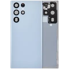 Back Cover Glass With Camera Lens For Samsung Galaxy S22 Ultra 5G (No Logo) (Aftermarket Plus) (Sky Blue)