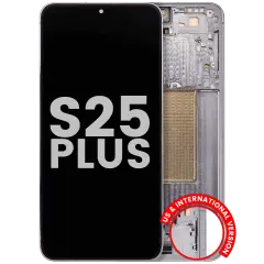 OLED Assembly With Frame For Samsung Galaxy S25 Plus 5G (US & International Version) (Used OEM Pull : Grade A) (Silver Shadow)