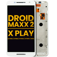 LCD Assembly With Frame For Motorola Droid Maxx 2  (XT1565 / 2015) , Moto X Play (XT1561 / XT1562 / XT1563 ) (Refurbished) (White)