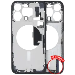 Mid-Frame Housing  W/ Charging Port Flex & Small Parts  For iPhone 15 Pro Max (US Version) (Used OEM Pull: Grade A) (Blue Titanium)