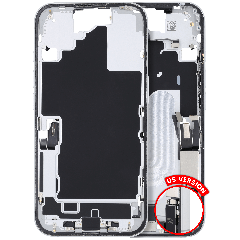 Mid-Frame Housing  W/ Charging Port Flex & Small Parts For iPhone 16 (US Version) (Used OEM Pull: Grade B) (White)
