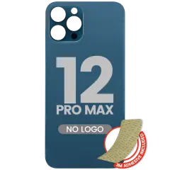 Back Glass With 3M Adhesive For iPhone 12 Pro Max (No Logo / Large Camera Hole) (Pacific Blue)