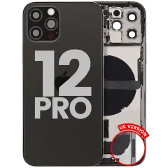 Back Housing W/ Charging Port Flex & Small Parts For iPhone 12 Pro (US Version) (Used OEM Pull: Grade C) (Graphite)
