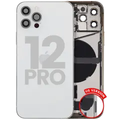 Back Housing W/ Charging Port Flex & Small Parts For iPhone 12 Pro (US Version) (Used OEM Pull: Grade C) (Silver)