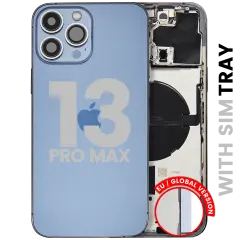 Back Housing W/ Small Parts For iPhone 13 Pro Max (EU / Global Version) (Used OEM Pull: Grade C) (Sierra Blue)