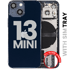 Back Housing W/ Charging Port Flex & Small Parts For iPhone 13 Mini (EU / Global Version) (Used OEM Pull: Grade C) (Midnight)