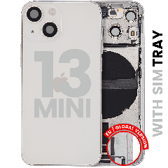 Back Housing W/ Charging Port Flex & Small Parts For iPhone 13 Mini (EU / Global Version) (Used OEM Pull: Grade C) (Starlight)