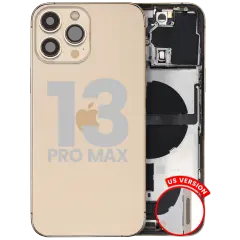 Back Housing W/ Charging Port Flex & Small Parts For iPhone 13 Pro Max (US Version) (Used OEM Pull: Grade B) (Gold)
