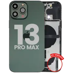 Back Housing W/ Charging Port Flex & Small Parts For iPhone 13 Pro Max (US Version) (Used OEM Pull: Grade C) (Alpine Green)
