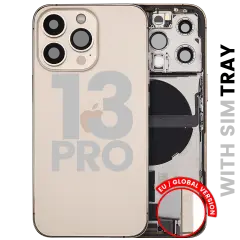 Back Housing W/ Charging Port Flex & Small Parts For iPhone 13 Pro (EU / Global Version) (Used OEM Pull: Grade C) (Gold)