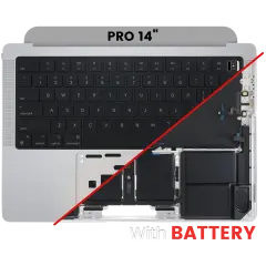 Top Case with Battery and Keyboard (ANSI US) For MacBook Pro 14" A2442 (2021) / A2779 (2023) (Genuine OEM) (Silver)