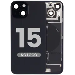 Back Glass w/ MagSafe Magnet & NFC & Flashlight Flex For iPhone 15 (Aftermarket) (Black) (No Logo)