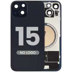 Back Glass w/ MagSafe Magnet For iPhone 15 (Aftermarket) (Black) (No Logo)