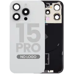 Back Glass w/ MagSafe Magnet & NFC & Flashlight Flex For iPhone 15 Pro (Aftermarket) (White Titanium) (No Logo)
