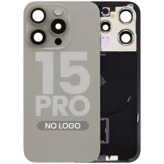 Back Glass w/ MagSafe Magnet & NFC & Flashlight Flex For iPhone 15 Pro (Aftermarket) (Natural Titanium) (No Logo)