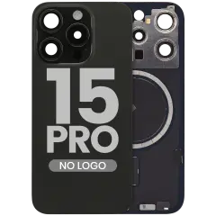 Back Glass w/ MagSafe Magnet For iPhone 15 Pro (Aftermarket) (Black Titanium) (No Logo)
