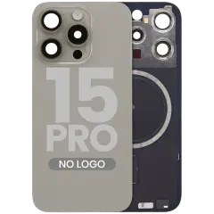 Back Glass w/ MagSafe Magnet For iPhone 15 Pro (Aftermarket) (Natural Titanium) (No Logo)
