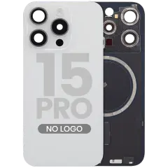 Back Glass w/ MagSafe Magnet For iPhone 15 Pro (Aftermarket) (White Titanium) (No Logo)