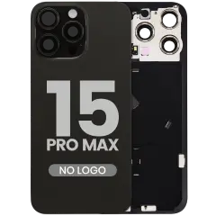 Back Glass w/ MagSafe Magnet & NFC & Flashlight Flex For iPhone 15 Pro Max (Aftermarket) (Black Titanium) (No Logo)