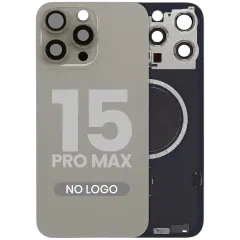 Back Glass w/ MagSafe Magnet For iPhone 15 Pro Max (Aftermarket) (Natural Titanium) (No Logo)
