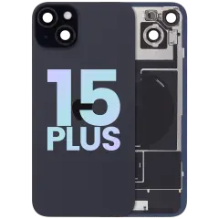 Back Glass w/ MagSafe Magnet & NFC & Flashlight Flex For iPhone 15 Plus (Service Pack) (Black)