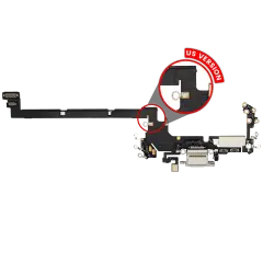 Charging Port Flex Cable For iPhone 17 Pro (Used OEM Pull) (US Version) (Silver)