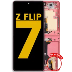 Inner OLED Assembly With Frame Compatible For Samsung Galaxy Z Flip 7 5G (US Version) (Refurbished) (Coral Red)