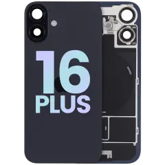 Back Glass w/ MagSafe Magnet & NFC & Flashlight Flex For iPhone 16 Plus (Service Pack) (Black)