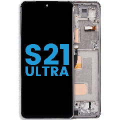 LCD Assembly With Frame (Without FingerPrint Sensor) For Samsung Galaxy S21 Ultra (US & International)(Aftermarket: Incell)(Test Rating: C)(Phantom Silver)