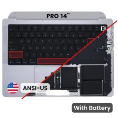 Top Case with Battery and Keyboard (ANSI US) For MacBook Pro 14" A3434 (2025) (Genuine OEM) (Silver)