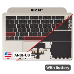 Top Case with Battery and Keyboard (ANSI US) For MacBook Air 13" A3113 (2024) (Genuine OEM) (Starlight)